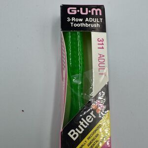 Butler GUM 311 Green‎ 3 Row Toothbrush Soft Bristle Velvet Tip